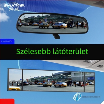 Shun Wei Hárompanellás széles látómező visszapillantó tükör, állítható szög, üvegszférikus tükör, kompatibilis a legtöbb autómodellhez