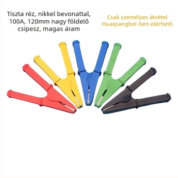 Nagyáramú réz földelő csipesz, 100A, teljes szigetelés, vastag kivitel