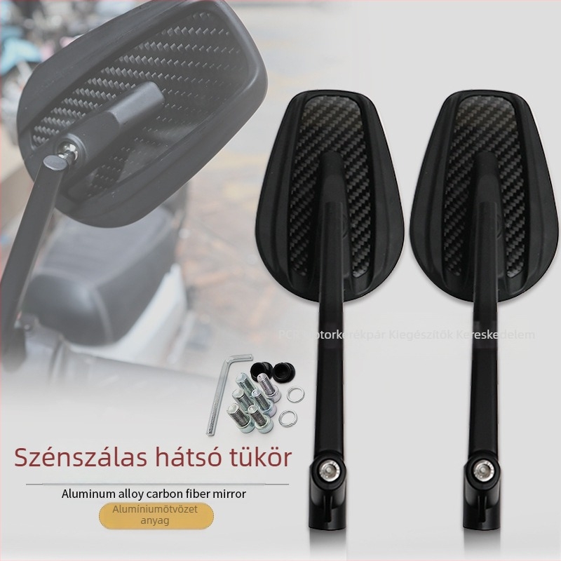 Motorkerékpár visszapillantó tükör, alumíniumötvözet ház, négyzet alakú tükör, PCR márka, univerzális