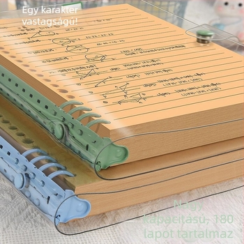 Jegyzetfüzet átlátszó PVC borítóval, kötés szabadlapos, Kraft papír, 70 g/m², 50–100 oldal