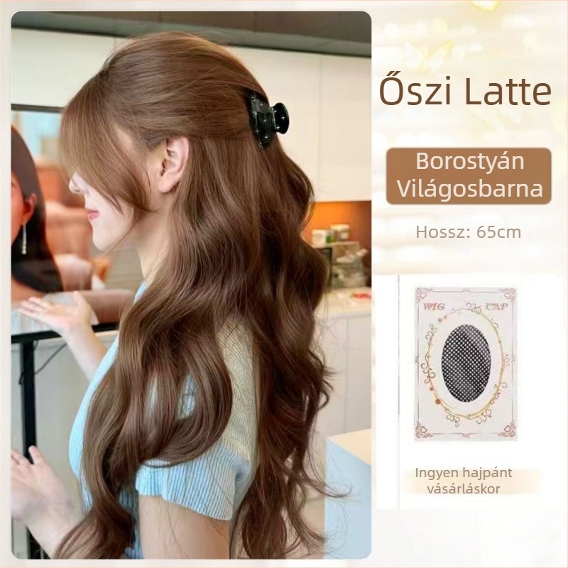 Női paróka – hosszú egyenes haj oldalsó elválasztással, természetes stílus, anyag: protein-selyem, márka: Sassy