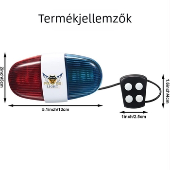 Hegyi kerékpárhoz elektronikus kürt világító csengővel – TANJIHAI, műanyag, modell 325A, Importálás: Nem