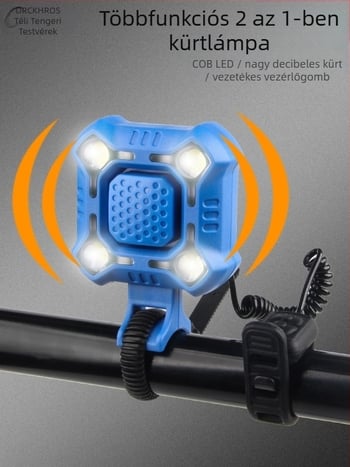 Hegyi kerékpár első lámpa USB töltéssel, elektromos kürttel és csengővel, hátsó fénnyel, kerékpáros felszerelés