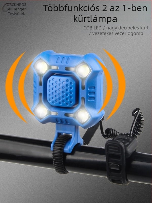 Hegyi kerékpár első lámpa USB töltéssel, elektromos kürttel és csengővel, hátsó fénnyel, kerékpáros felszerelés