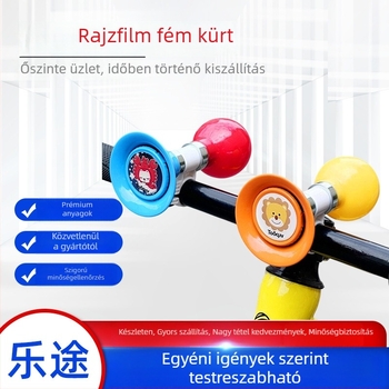 Gyerekeknek való kerékpár csengő, karikatúra jellegű fém kürtszerű hang, alumíniumötvözet, modell Cartoon metal air horn, márka Happy Journey