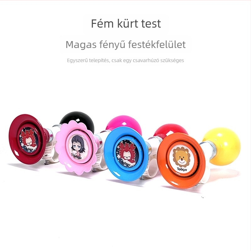 Gyerekeknek való kerékpár csengő, karikatúra jellegű fém kürtszerű hang, alumíniumötvözet, modell Cartoon metal air horn, márka Happy Journey
