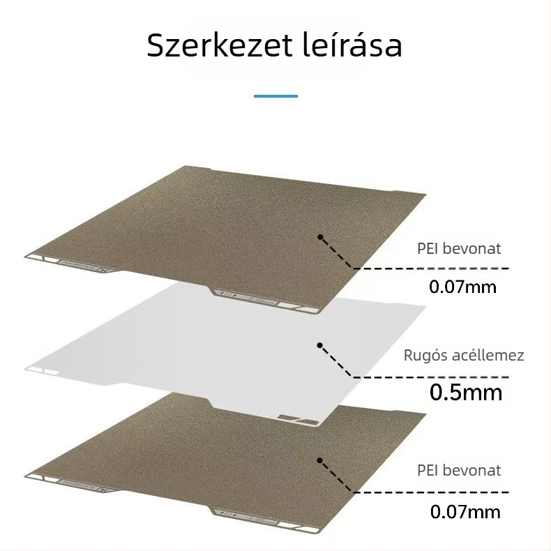 H2C 3D nyomtatóhoz rugós acél + PEI melegágy platforma, 460 g, professzionális osztály