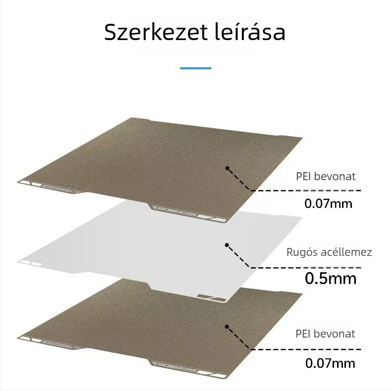 H2C 3D nyomtatóhoz rugós acél + PEI melegágy platforma, 460 g, professzionális osztály