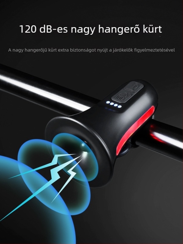 USB-újratölthető kerékpár kürt — erős elektromos csengő hegyi- és országúti kerékpárokhoz, kerékpáros kiegészítők