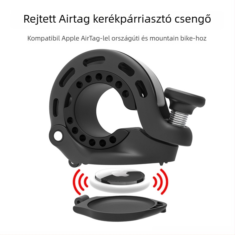 Kerékpár csengő alumínium ötvözetből Airtag helymeghatározással, modell 103318-1, hüvelykujj-aktivált MTB kerékpárhoz