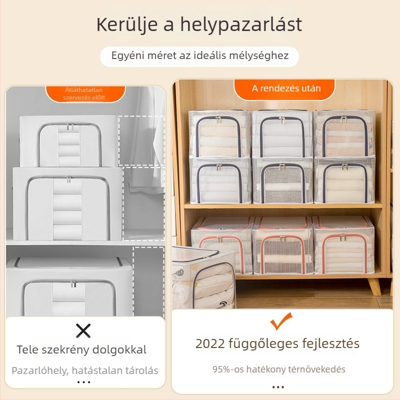 Gardrób tároló doboz, összecsukható acélvázzal, 18 literes kapacitás, modell SNX2020, hordozható