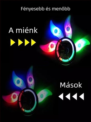 Kerékpár kerék LED villanófény, integrált küllőfénnyel és éjszakai figyelmeztetéssel — Márka The First Force, modell XCLTD, anyag műanyag