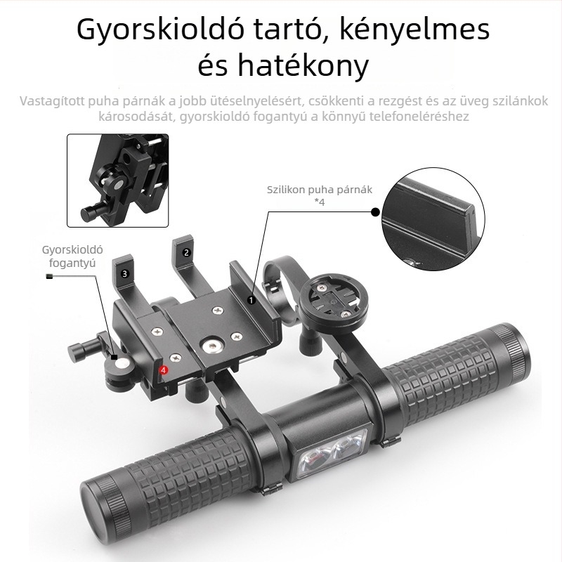 Spolette EC02 többfunkciós kerékpár-számítógép telefon tartóval és erős elsőfényszóróval MTB-hez