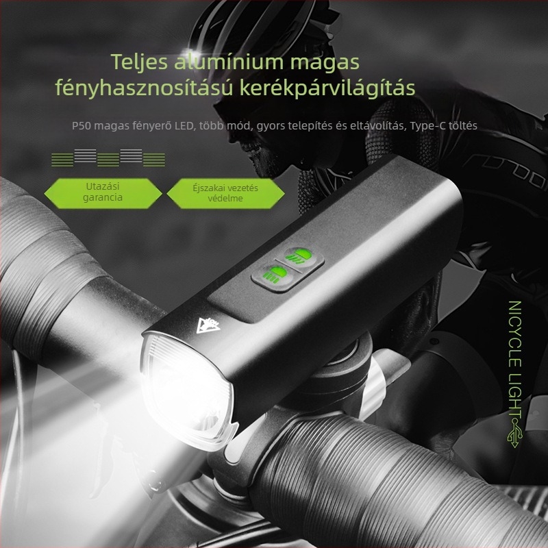 Lanetop hegymászó kerékpár első lámpa éjszakai vezetéshez, nagy fényerő, alumíniumötvözet, vízálló, Type-C töltés
