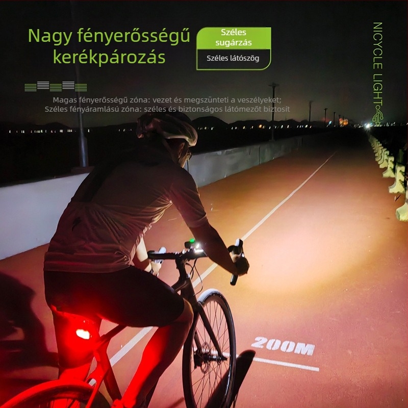 Lanetop hegymászó kerékpár első lámpa éjszakai vezetéshez, nagy fényerő, alumíniumötvözet, vízálló, Type-C töltés