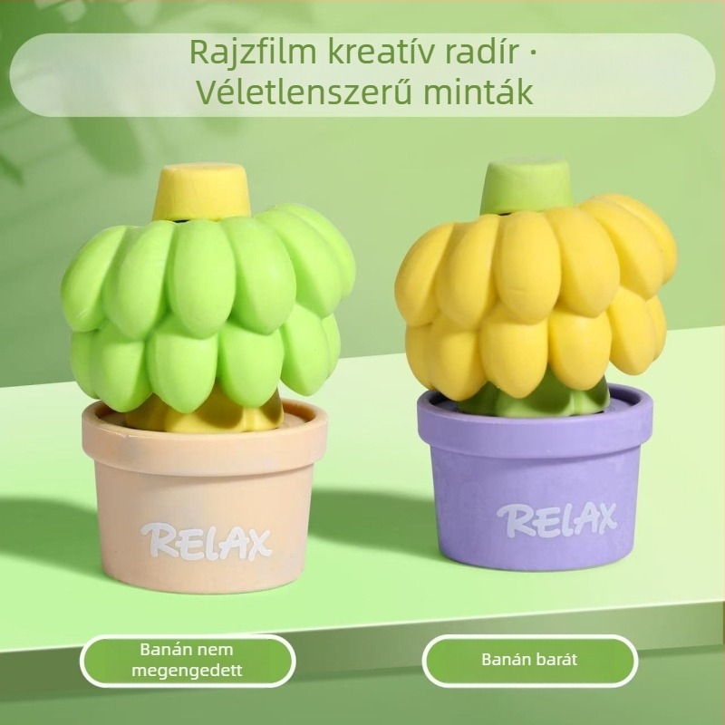 3D gyümölcsös radír – durian és banán formában, rajzfilm stílusú gyerekeknek, PVC, Modell 5485