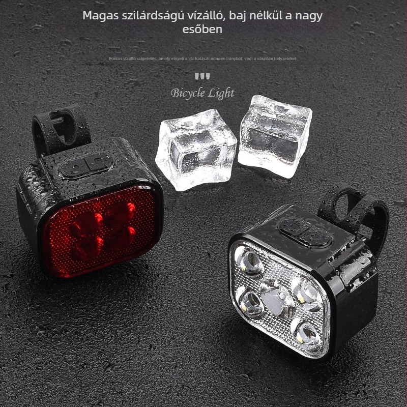 Gelin kerékpár világítás előre és hátra, szilikon pánttal, USB töltéssel, nagy fényerő éjszakai tekeréshez