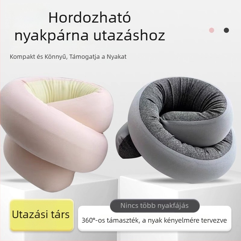 Többcélú összecsukható váll- és nyakpárna utazáshoz, könnyen hordozható, memóriahab töltettel, U-alakú