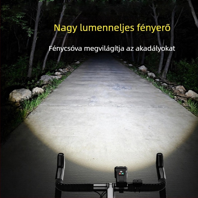 Első kerékpár lámpa kültéri használatra, nagy fényerő, USB-C töltés, éjszakai bringázáshoz