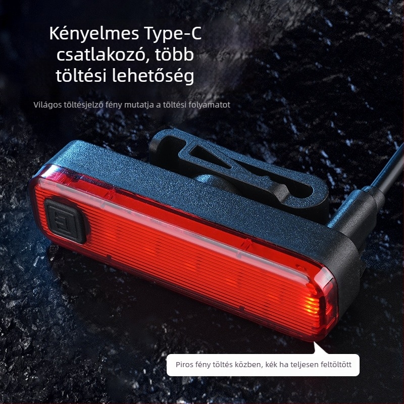 Kerékpár hátsó lámpa, USB-töltéses, éjszakai kerékpározáshoz MTB és országúti kerékpárokhoz