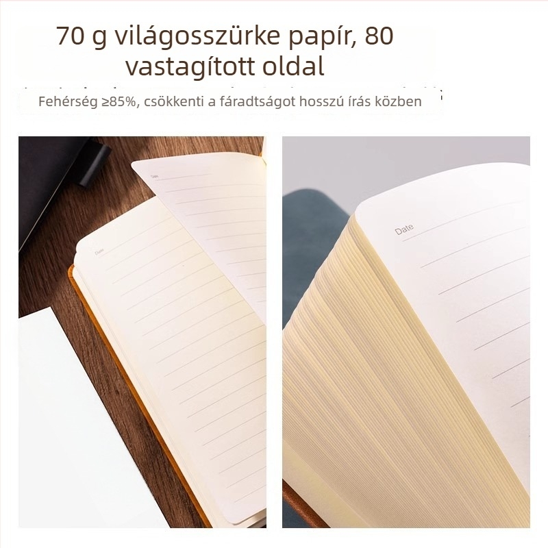 Deli testreszabható üzleti jegyzetfüzet csattal, vastag PU bőr borító, 80 oldal, vezeték nélküli kötés, krémszínű papír 70 g/m²