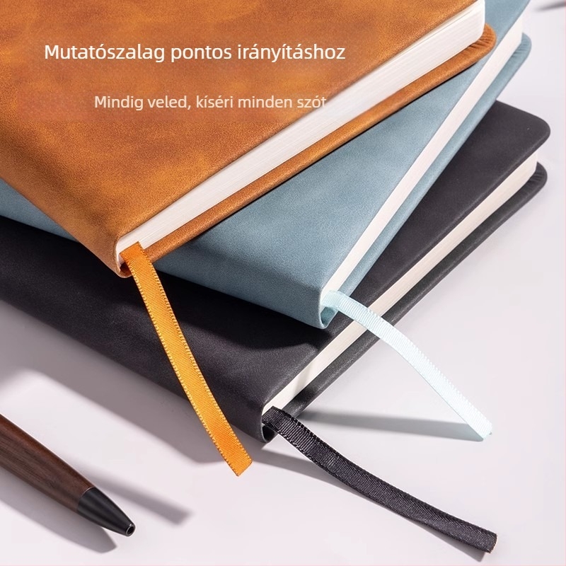 Deli testreszabható üzleti jegyzetfüzet csattal, vastag PU bőr borító, 80 oldal, vezeték nélküli kötés, krémszínű papír 70 g/m²