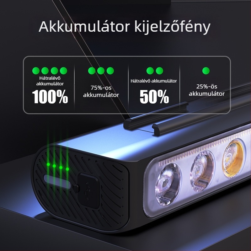 HC6 első kerékpár lámpa, NATFIRE, újratölthető, nagy fényerő, éjszakai tekeréshez