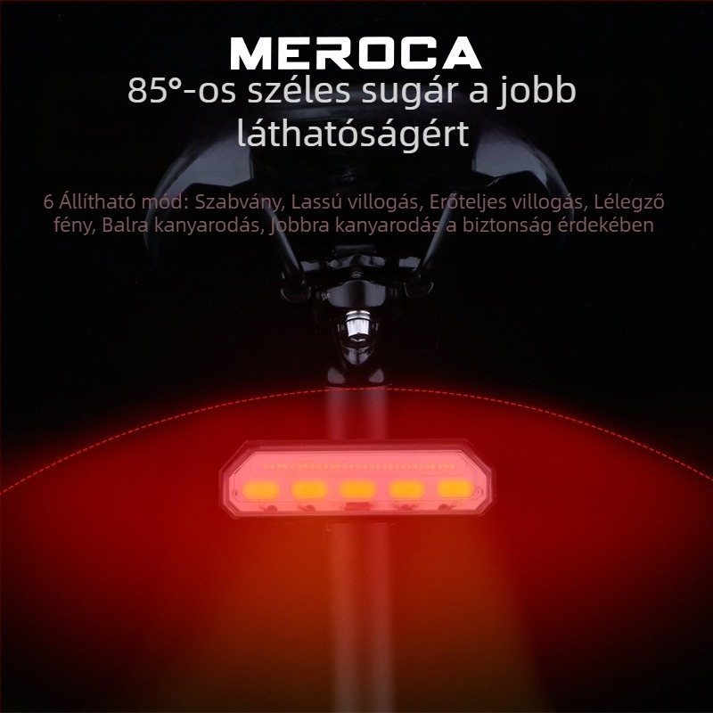 MEROCA kerékpár hátsó lámpa, okos vezeték nélküli távirányítóval, kanyarjelző, figyelmeztető fény, USB töltés
