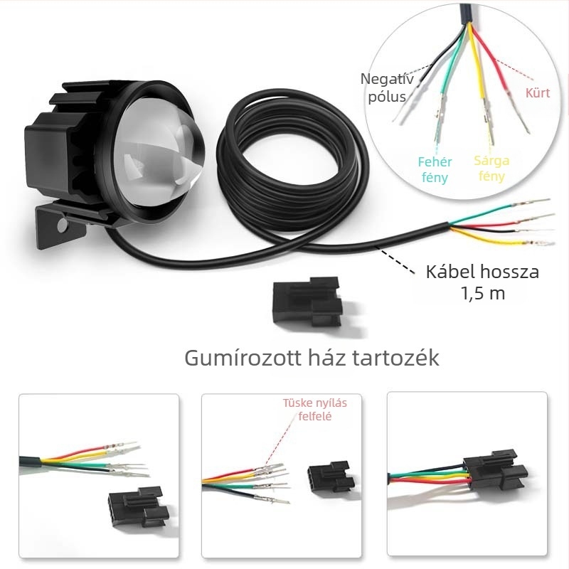 Elektromos kerékpár első lámpa kürttel, összecsukható kerékpárokhoz, vízálló alumíniumötvözet spotlámpa