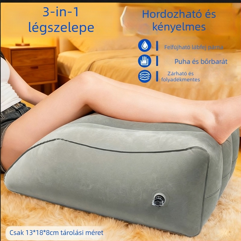 Felfújható láb-emelő párna felnőtteknek - PVC flocking felület, 0.45 mm vastagság, 0.5 kg súly, testreszabható lábtámasz