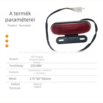 LED hátsó lámpa készlet elektromos járművekhez 12V/48V – 3 az 1-ben: menetfény, féklámpa és indexlámpa, ABS műanyag