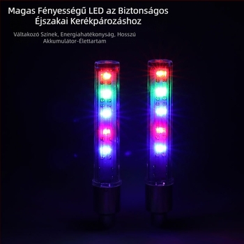 Kerékpár szelepsapkára világítás, 5 LED-del és kapcsolóval