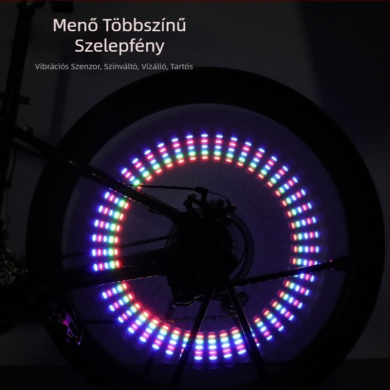 Kerékpár szelepsapkára világítás, 5 LED-del és kapcsolóval