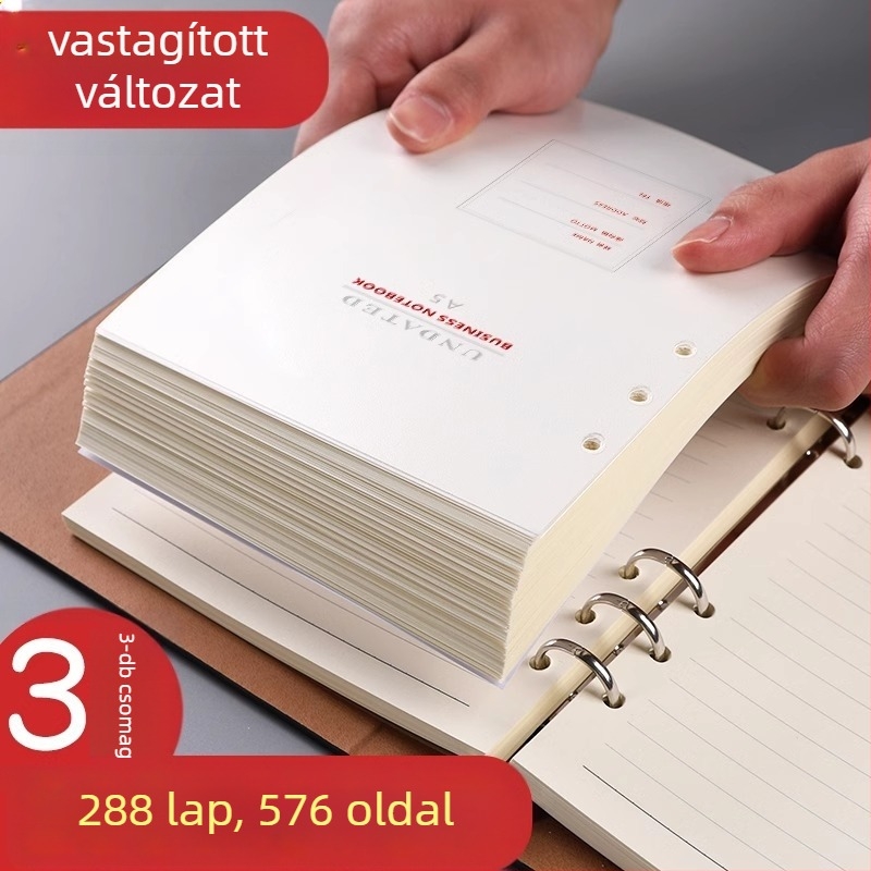 Leválasztható noteszmag 6/9 lyukkiosztással, belső oldalai erdei papírból, több mint 100 oldal, testreszabható feldolgozás, logó nyomtatás