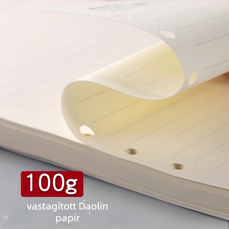 Leválasztható noteszmag 6/9 lyukkiosztással, belső oldalai erdei papírból, több mint 100 oldal, testreszabható feldolgozás, logó nyomtatás