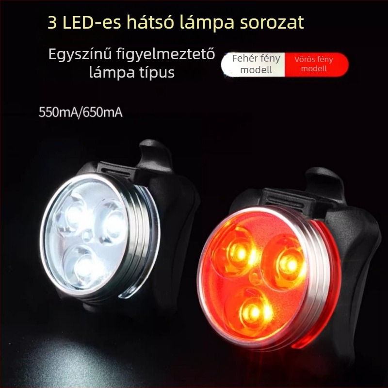 Kerékpárfény és hátsó lámpa, USB újratölthető LED-es fény a hegyi kerékpárhoz