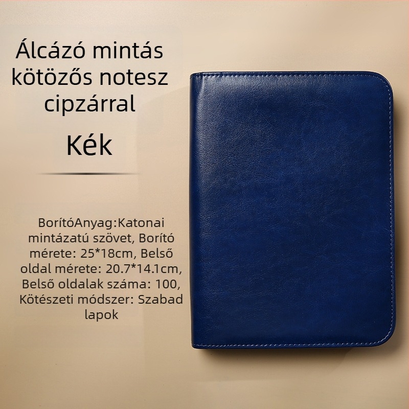 Zárható lazán fűzött notesz levehető jegyzetfüzettel, kamufláž minta, modell Dy25-105, 6 lyuk, 100 oldal