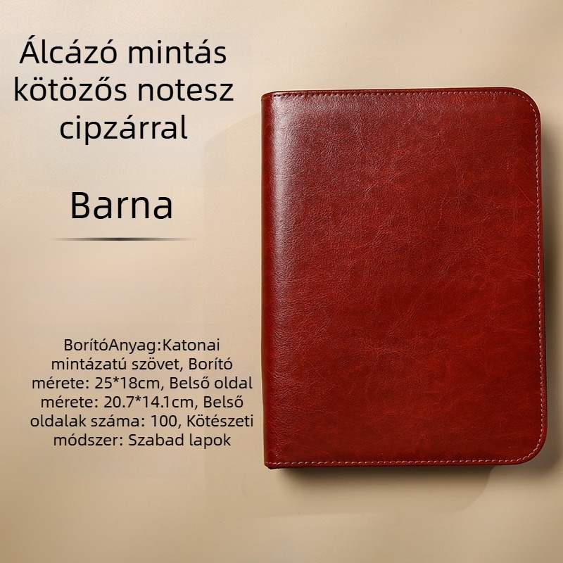 Zárható lazán fűzött notesz levehető jegyzetfüzettel, kamufláž minta, modell Dy25-105, 6 lyuk, 100 oldal