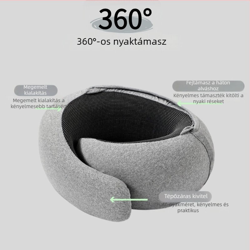 Memóriahabos U-alakú utazó nyakpárna, nyaki támaszték, összecsukható és könnyen tárolható, ideális irodába vagy utazáshoz.