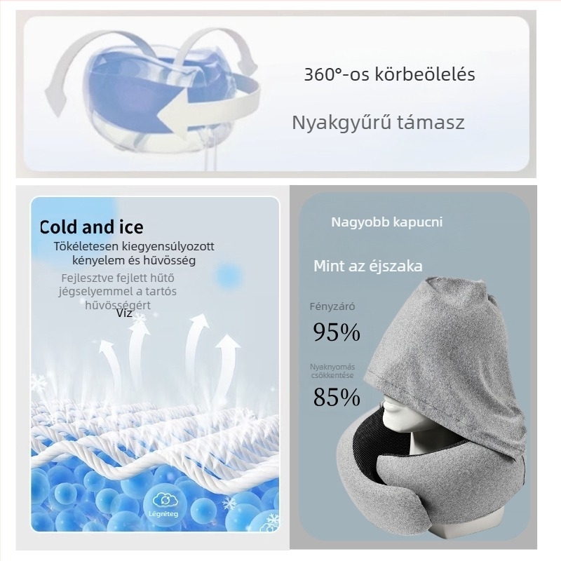 Memóriahabos U-alakú utazó nyakpárna, nyaki támaszték, összecsukható és könnyen tárolható, ideális irodába vagy utazáshoz.