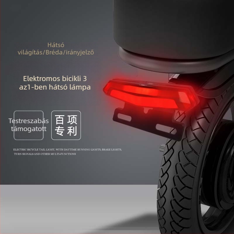SZFJ elektromos kerékpár féklámpa soros irányjelzővel, kompatibilis összecsukható és terepkerékpárokkal, testreszabható, éjszakai vezetéshez.