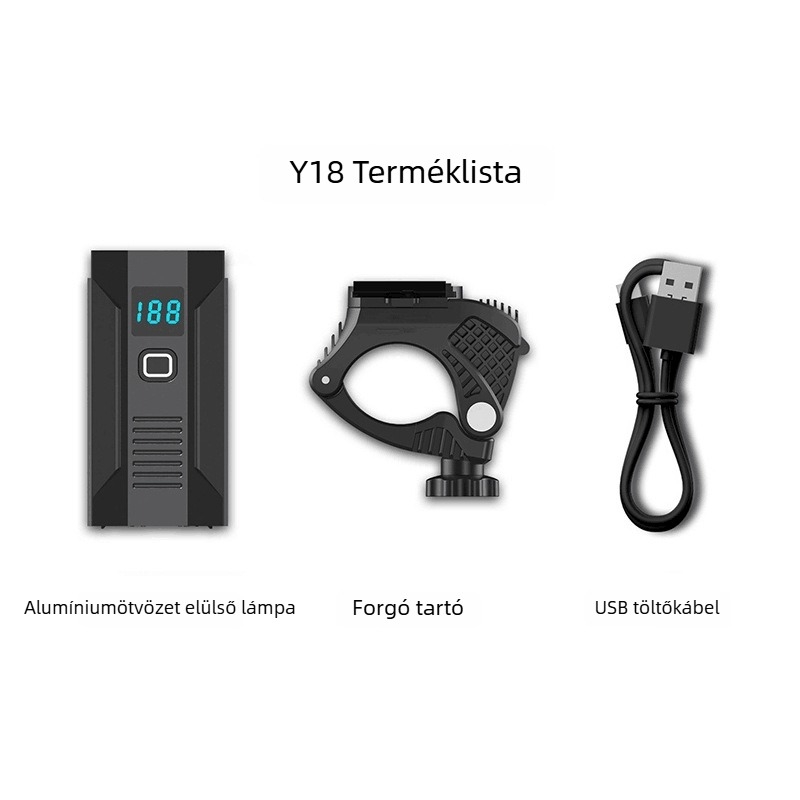 Első kerékpár lámpa – USB-töltéses LED, kompatibilis hegyi kerékpárokkal, nagy fényerő éjszakai tekeréshez