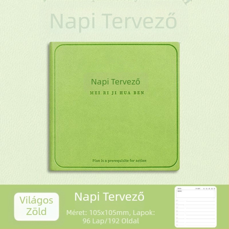 Hordozható napi tervező, mini zsebjegyzet önfegyelemhez, négyzetes formátum