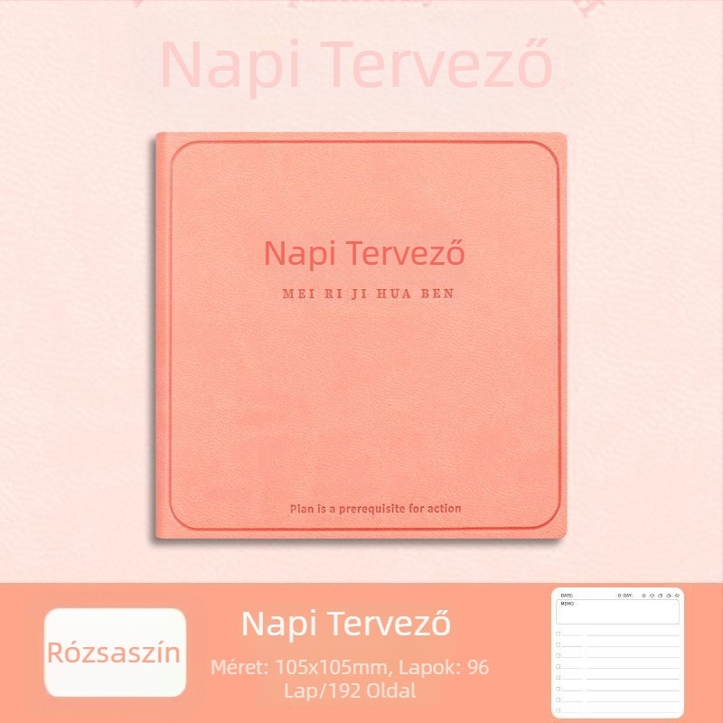 Hordozható napi tervező, mini zsebjegyzet önfegyelemhez, négyzetes formátum