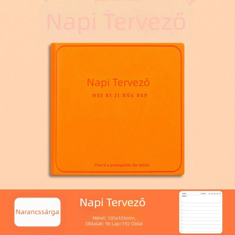 Hordozható napi tervező, mini zsebjegyzet önfegyelemhez, négyzetes formátum