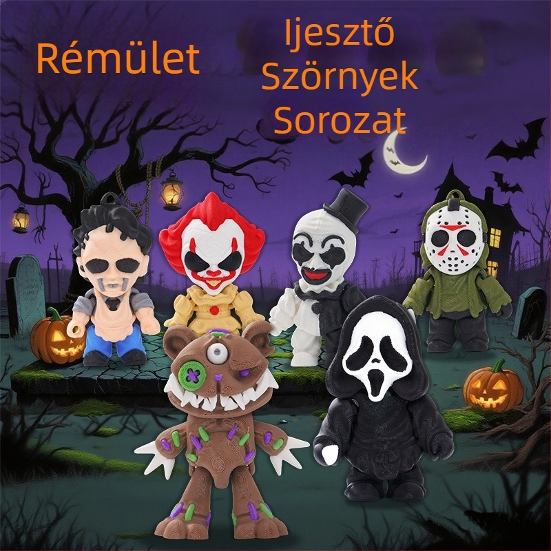 3D-nyomtatott mozgatható ízületekkel rendelkező szellem babája, több színű, húsvéti ajándék és Halloween játék