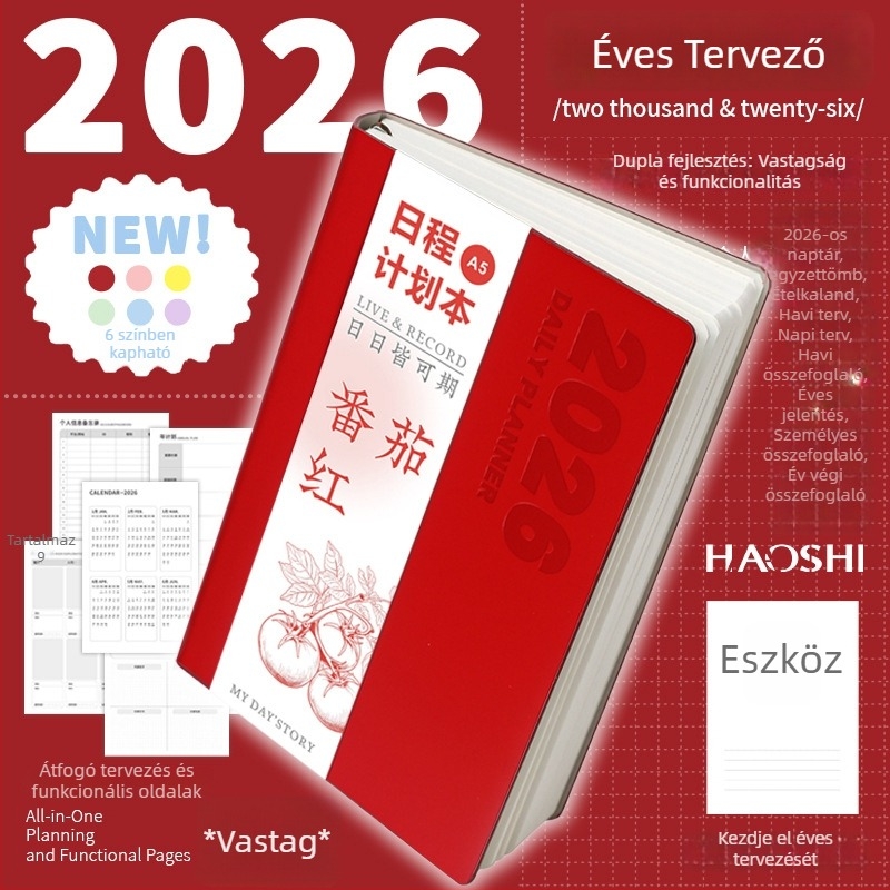 2026 Napi tervező: naponta egy oldal naptár a posztgraduális felvételi felkészüléséhez, tanulás és munka jegyzetfüzet, testreszabható
