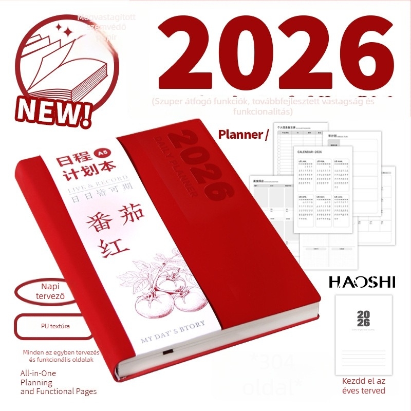 2026 Napi tervező: naponta egy oldal naptár a posztgraduális felvételi felkészüléséhez, tanulás és munka jegyzetfüzet, testreszabható