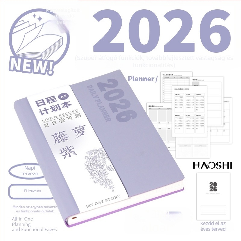 2026 Napi tervező: naponta egy oldal naptár a posztgraduális felvételi felkészüléséhez, tanulás és munka jegyzetfüzet, testreszabható