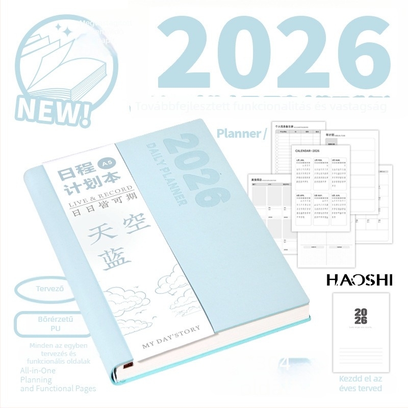 2026 Napi tervező: naponta egy oldal naptár a posztgraduális felvételi felkészüléséhez, tanulás és munka jegyzetfüzet, testreszabható